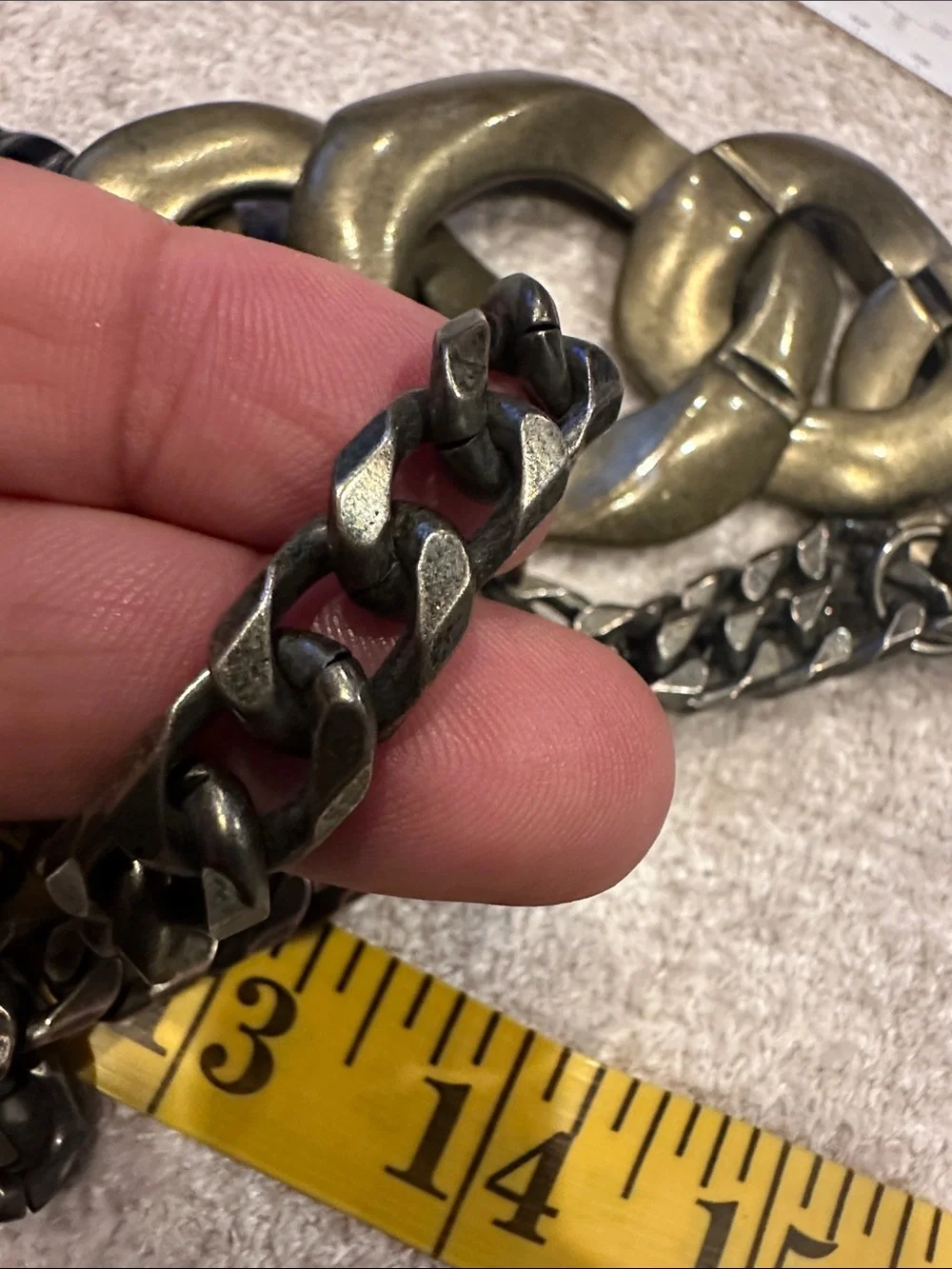 Zara Black Leather Belt with Antique Gold Chain Links
